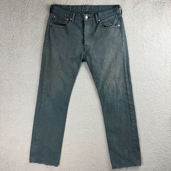 Levis 501 Jeans Men 32x30 Pant Grey Blue Straight Fit Button Fly Denim Vintage 1 - Picture 2 of 12